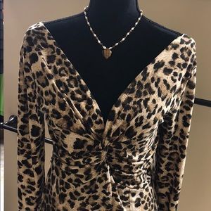 Leopard Print Twist Top  Long Sleeves